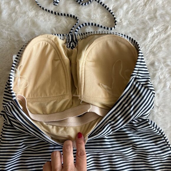 Nautical Striped One-Piece Maternity Swimsuit A Pea In The Pod Nylon Blend M - Picture 5 of 8